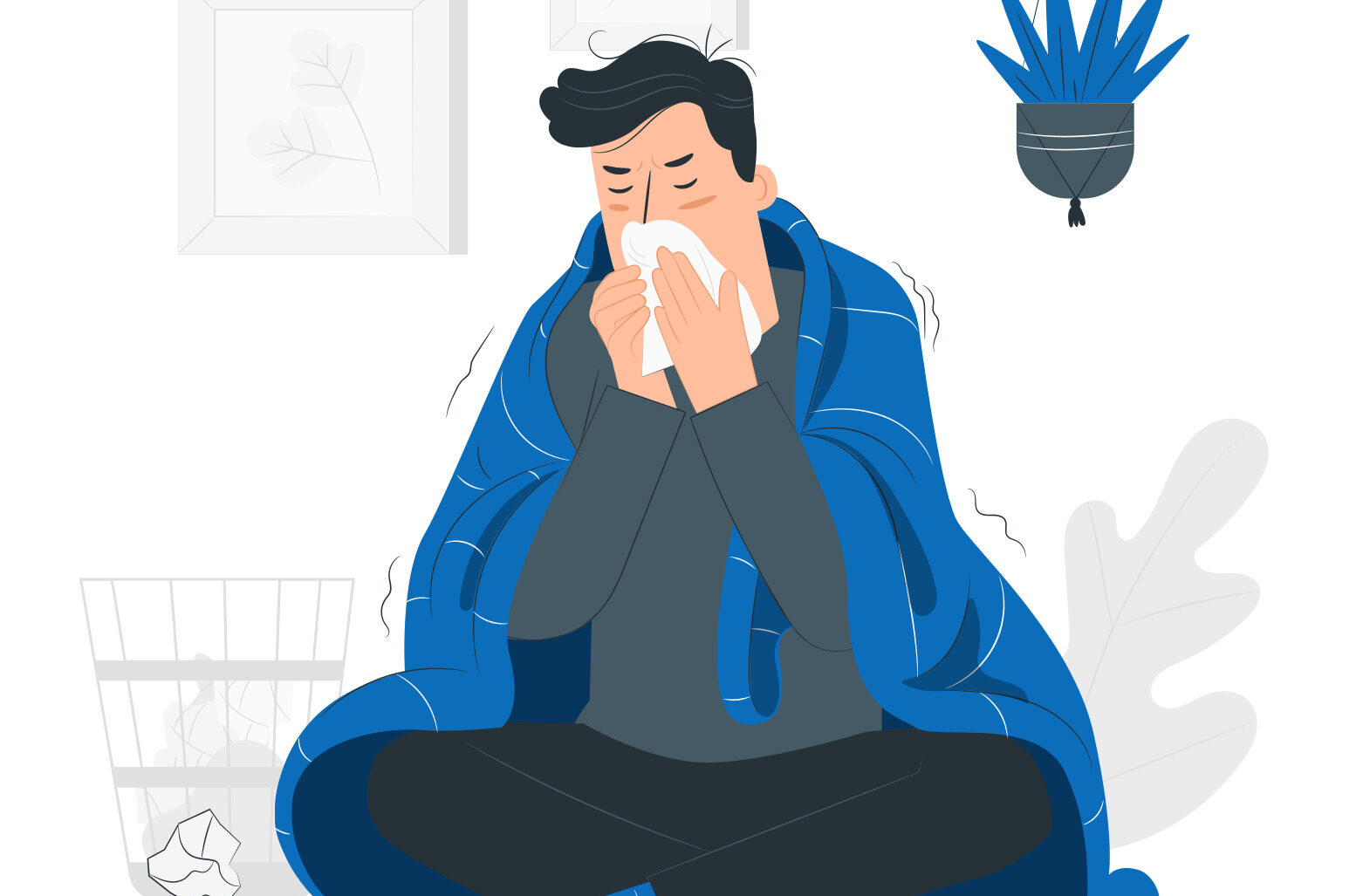 person with a cold to illustrate SPSL (supplementary paid sick leave) for employees