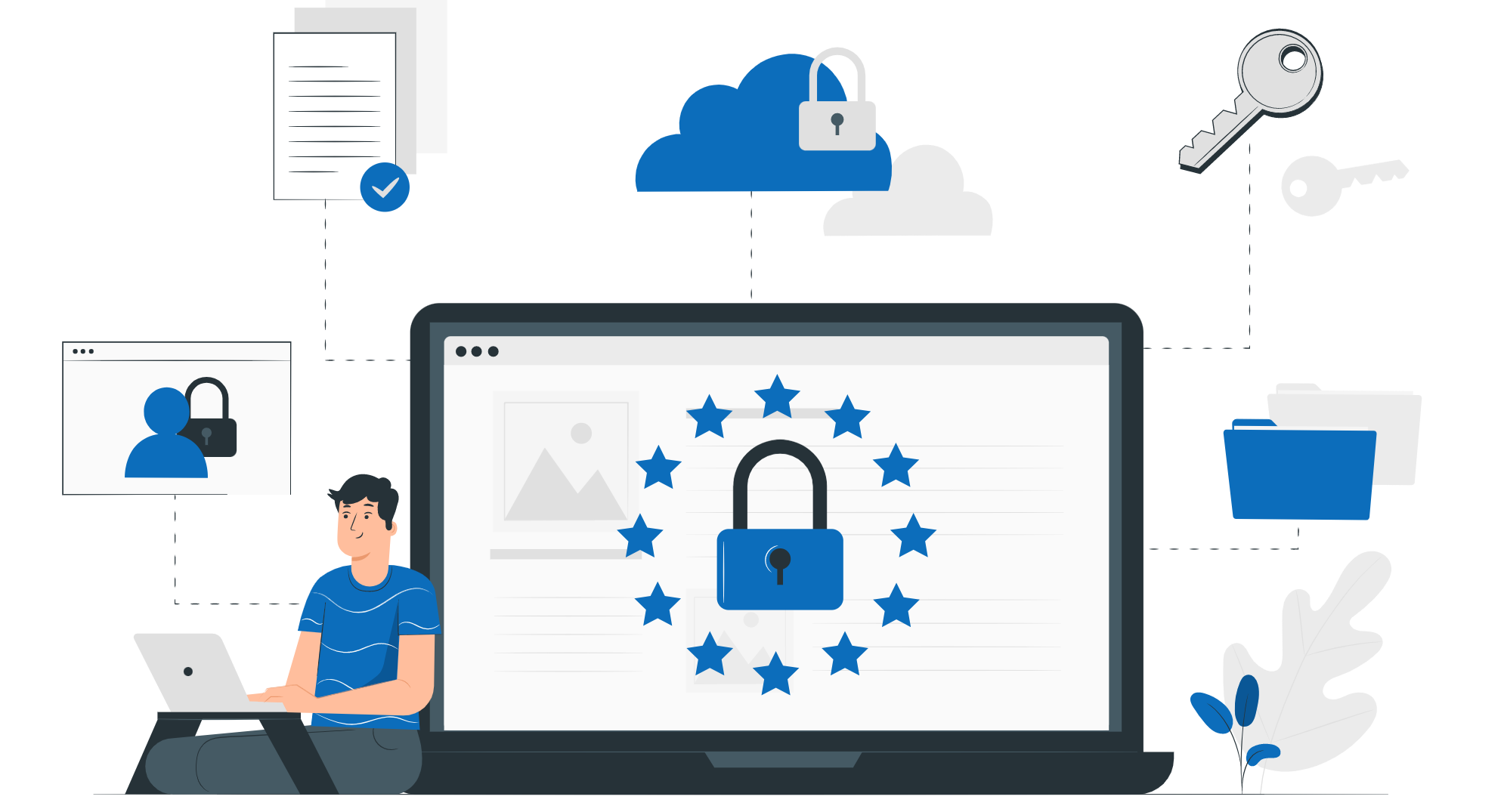 illustration of a laptop with a padlock icon, illustrating data security